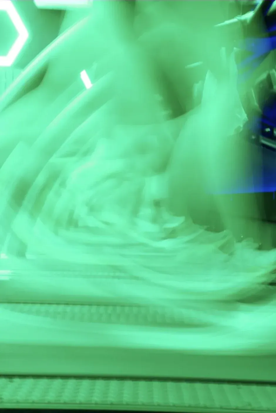 Long exposure of a HYROX Conditioning session in the ReBoost room at CASA BOOST